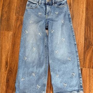 Abercrombie Kids Light Blue Jeans with White Bow Embroidery